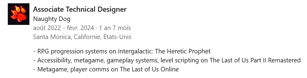 Kristina Gu Linkedin Naughty Dog